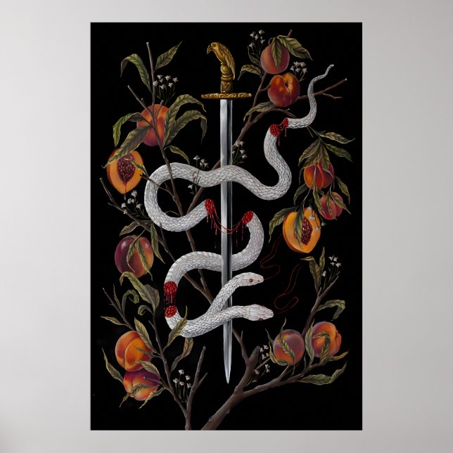 Snake with Sword and Peaches Dark Academia - Print (Front)