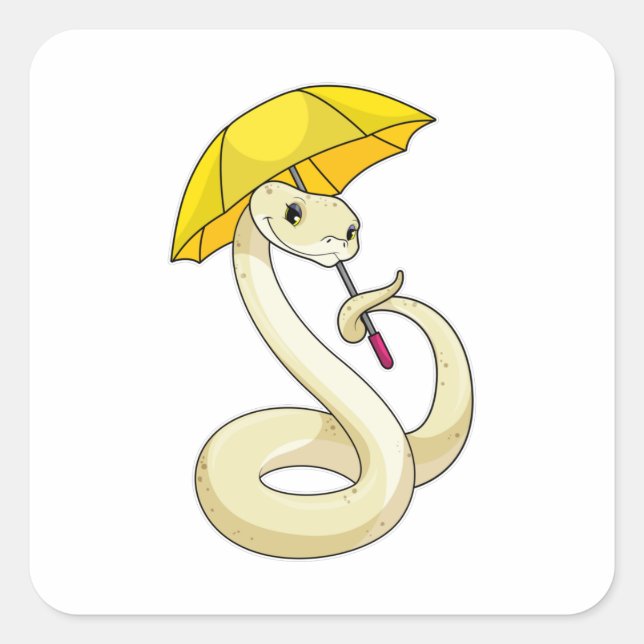 Snake with Umbrella Square Sticker (Front)