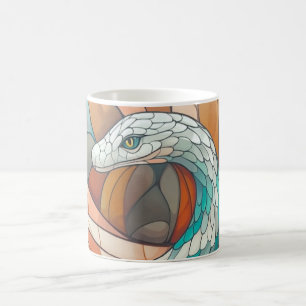 snake with yellow eyes and a white head that trans coffee mug