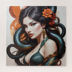 Snake woman art jigsaw puzzle
