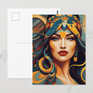 Snake woman art postcard