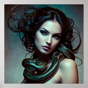 Snake woman art poster