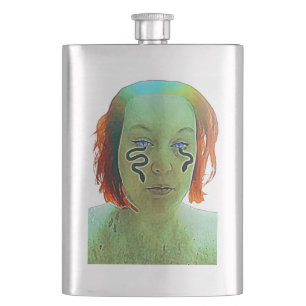 Snake Woman Self Portrait Hip Flask