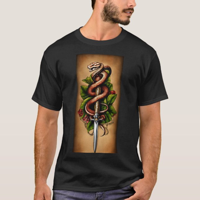 Snake wrapped around dagger T-shirt  (Front)