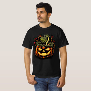 Snake Wrapped Around Jack-o'-Lantern Art T-Shirt