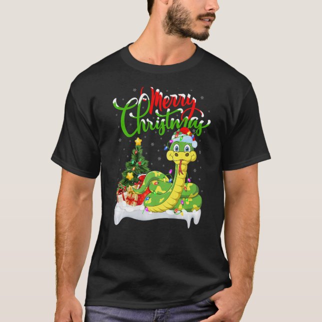 Snake Xmas Decorations Santa Snake Christmas T-Shirt (Front)