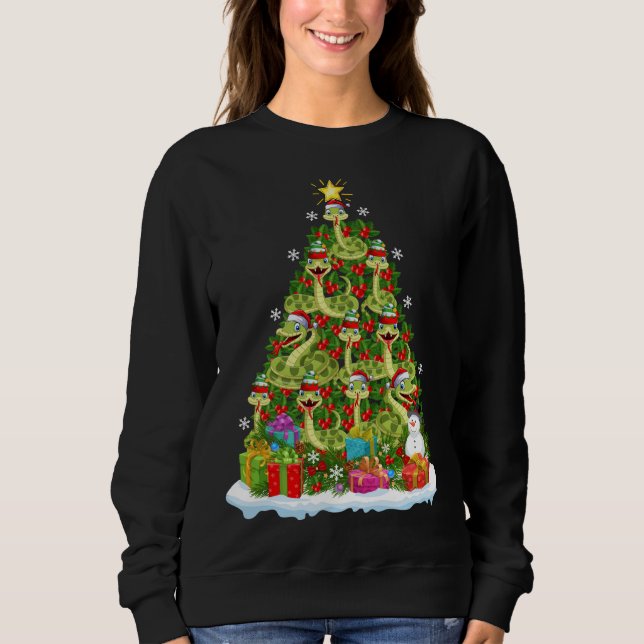 Snake Xmas Tree Lighting Santa Snake Christmas Sweatshirt (Front)