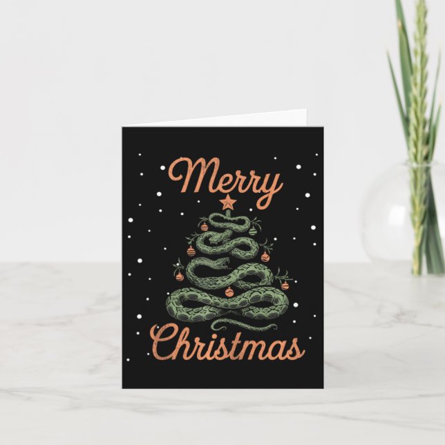 Snake Xmas Tree Snakes Christmas Tree Merry Christ Card (Front)