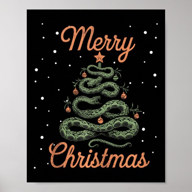Snake Xmas Tree Snakes Christmas Tree Merry Christ Poster (Front)