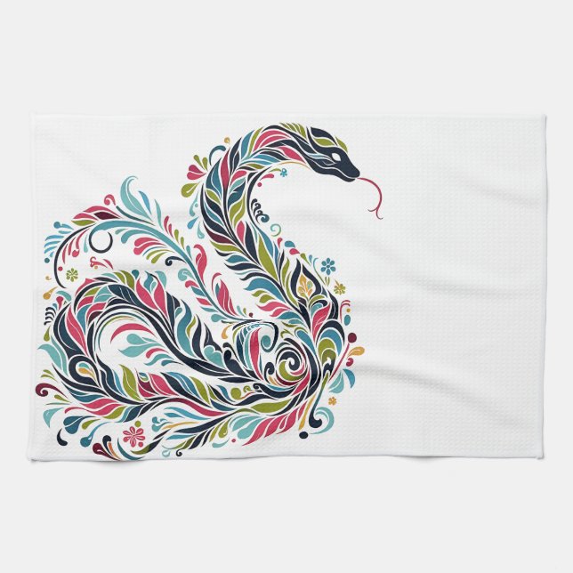 Snake Year 2025: Embracing Luck and Prosperity Tea Towel (Horizontal)