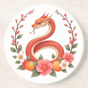 Snake year chinese cute laughing coaster