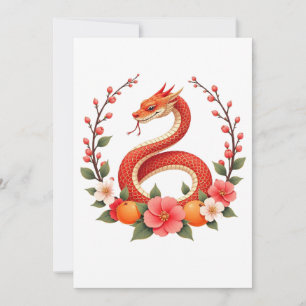 Snake year chinese cute laughing holiday card