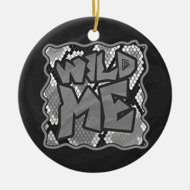 Snake Yellow and Gold Print Ceramic Tree Decoration (Front)