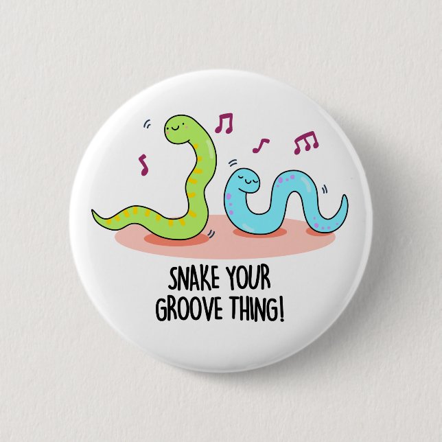 Snake Your Groove Thing Funny Disco Pun  6 Cm Round Badge (Front)