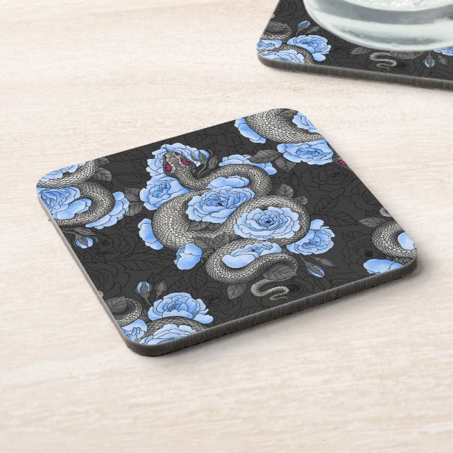 Snakes and blue roses coaster (Left Side)