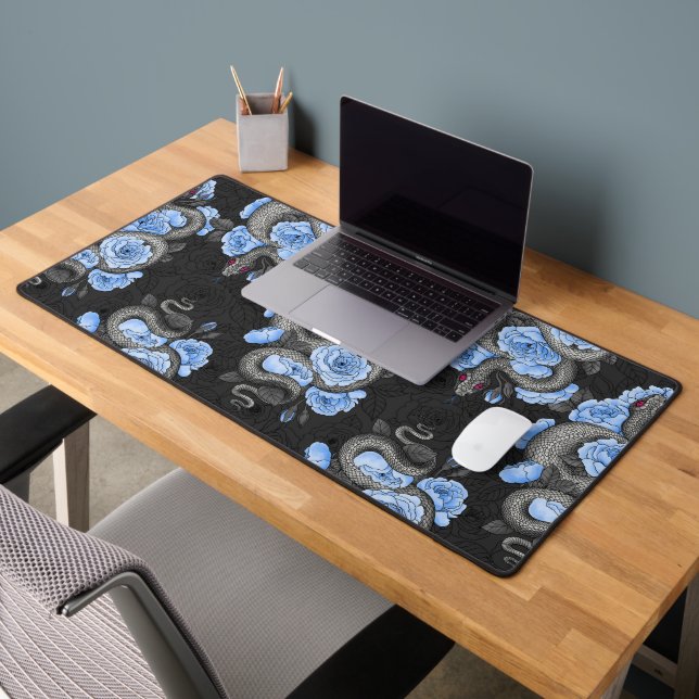Snakes and blue roses desk mat (Office 2)