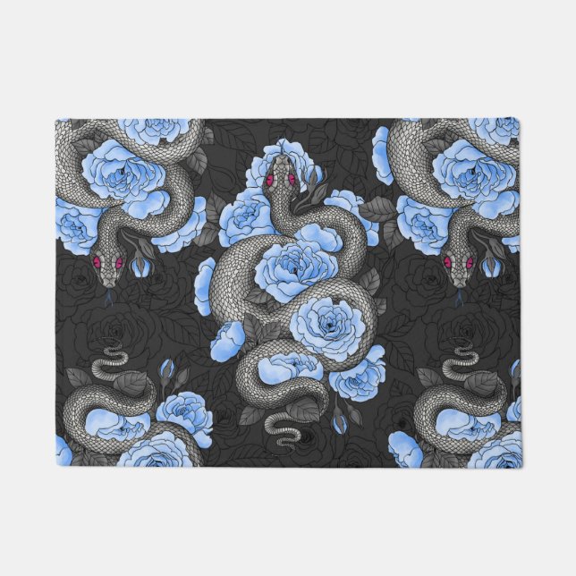 Snakes and blue roses doormat (Front)