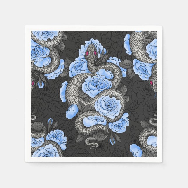 Snakes and blue roses napkin (Front)