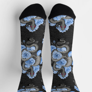 Snakes and blue roses socks