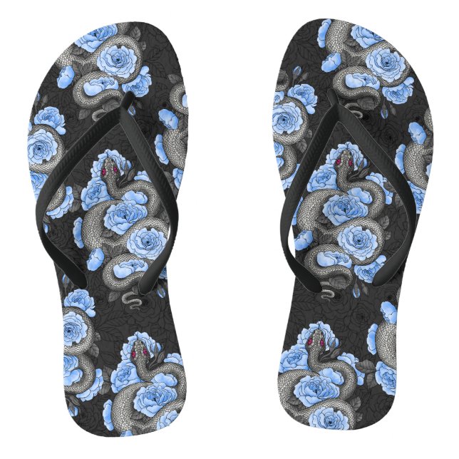 Snakes and blue roses thongs (Footbed)