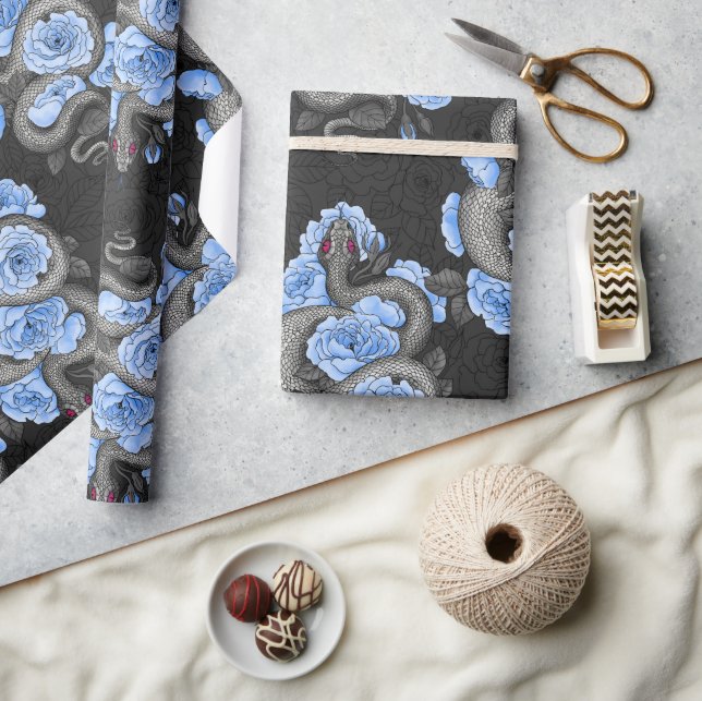 Snakes and blue roses wrapping paper (Crafts)