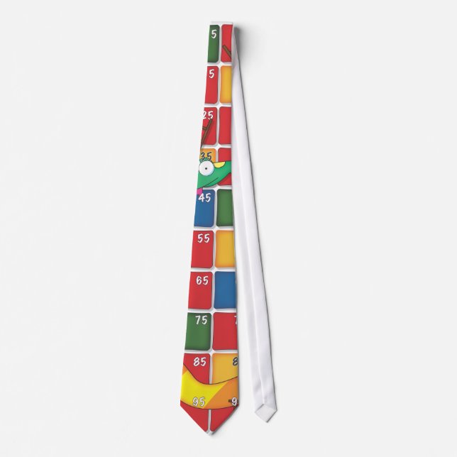 Snakes and Ladders board game cartoon. Tie (Front)