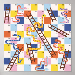 Snakes and ladders board game kids poster