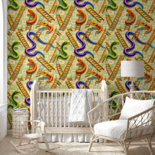 Snakes and ladders classic board game pattern colo wallpaper