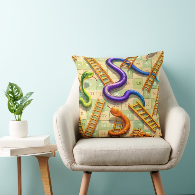 Snakes and ladders classic game board fun throw cu cushion (Chair)