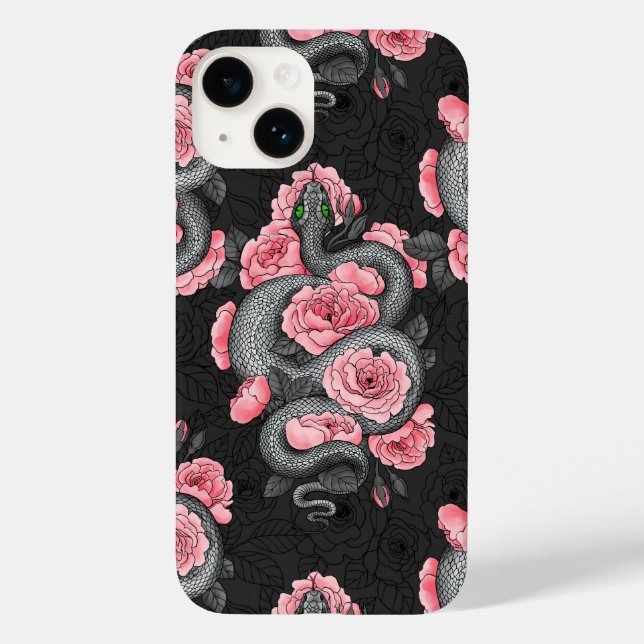 Snakes and  peach roses Case-Mate iPhone case (Back)