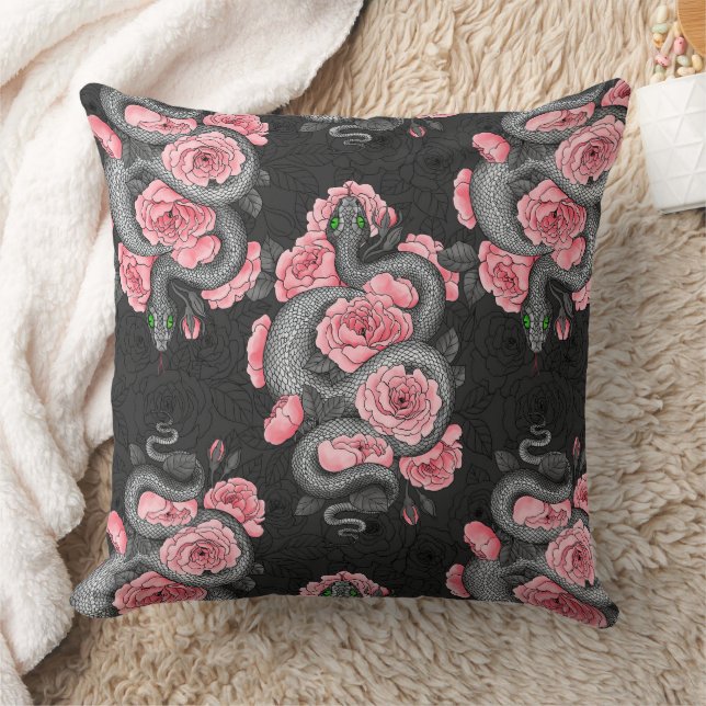 Snakes and  peach roses cushion (Blanket)