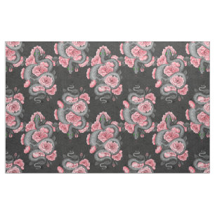 Snakes and peach roses fabric