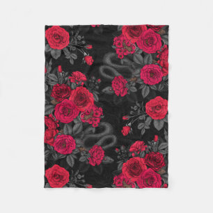 Snakes and  peach roses fleece blanket