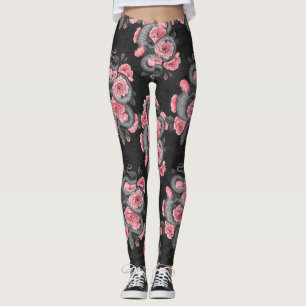 Snakes and peach roses leggings