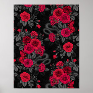 Snakes and  peach roses poster