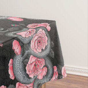 Snakes and  peach roses tablecloth