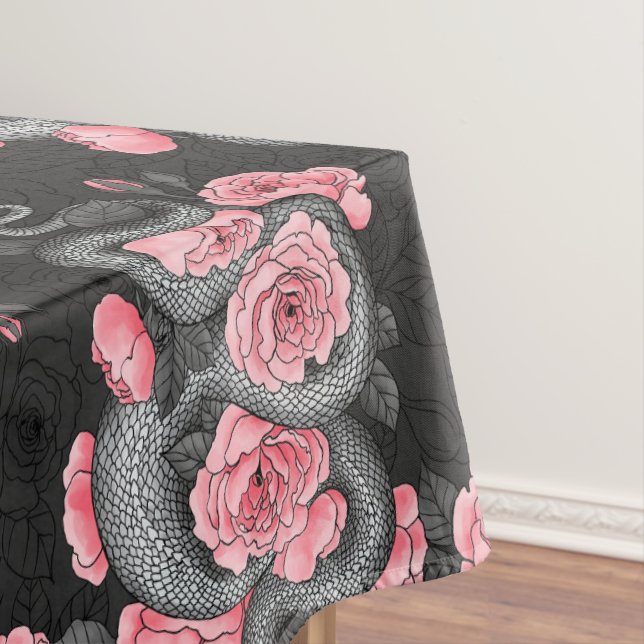 Snakes and  peach roses tablecloth (In Situ)