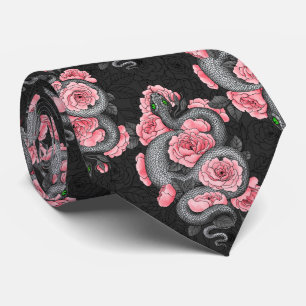 Snakes and  peach roses tie