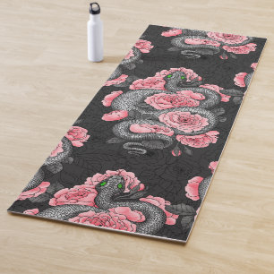 Snakes and  peach roses yoga mat