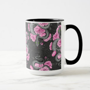 Snakes and pink roses mug