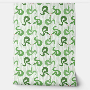 Snakes and Stripes in Green Wallpaper