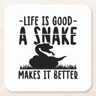 Snakes Life   Reptiles Pets Gift Idea Square Paper Coaster