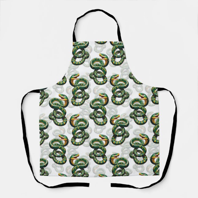 Snakes Pattern Design - White  Apron (Front)