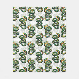 Snakes Pattern Design - White Fleece Blanket