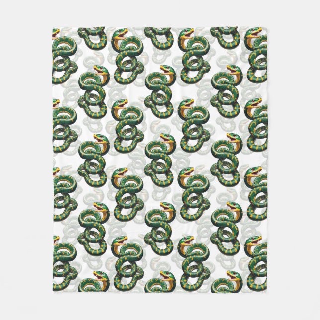 Snakes Pattern Design - White  Fleece Blanket (Front)