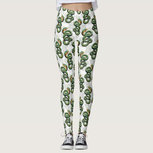 Snakes Pattern Design - White  Leggings