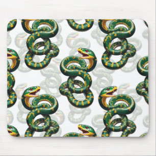 Snakes Pattern Design - White Mouse Pad