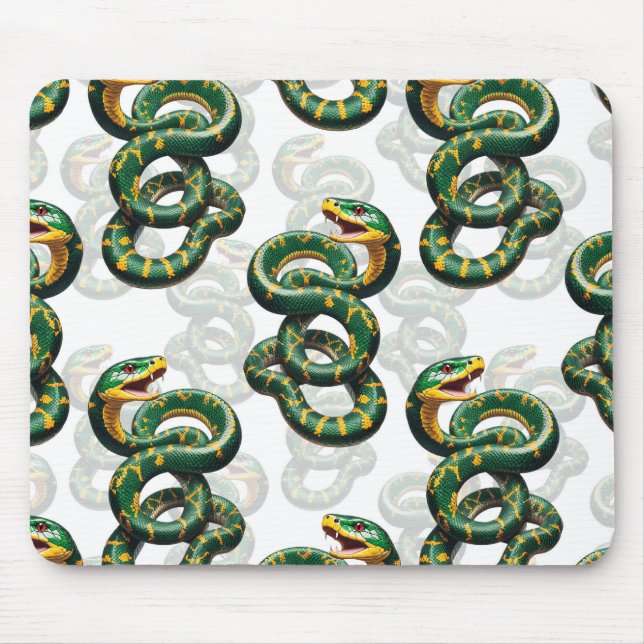 Snakes Pattern Design - White  Mouse Pad (Front)