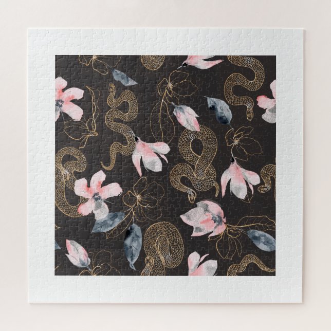 Snakes with flowers pattern jigsaw puzzle (Horizontal)