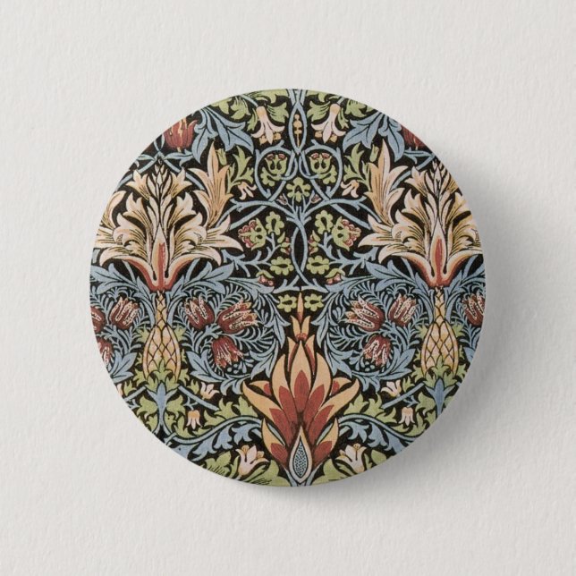 Snakeshead design by William Morris 6 Cm Round Badge (Front)